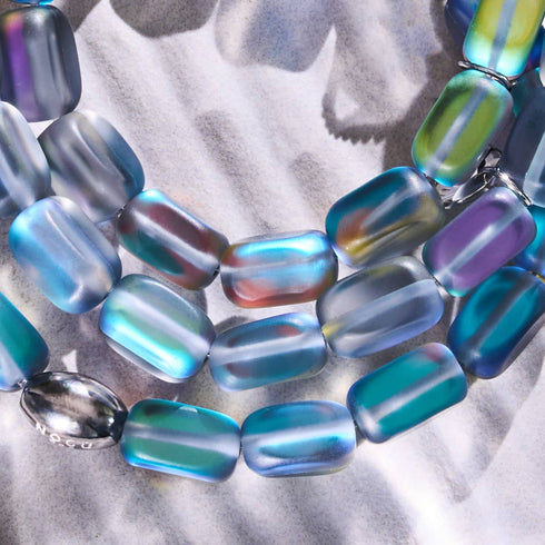 Gris | Argent sterling .925 | Bracelet Galet de Verre Sirène
